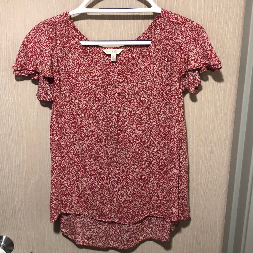 Lucky Brand Flutter Sleeve Top, Size S